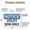 Signmission Utility Sink Only, 14 in W x Rectangle, Plastic OS-2PACK-NS-P-1014-L-18848 - alternate 7
